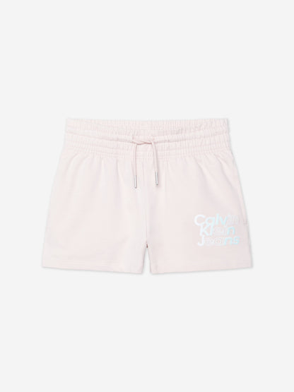 Calvin Klein Girls Gradient Hero Logo Shorts in Pink