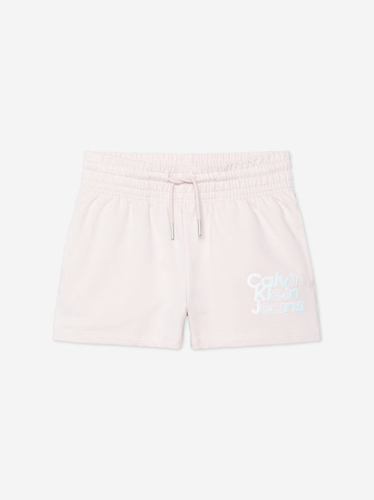 Calvin Klein Girls Gradient Hero Logo Shorts in Pink