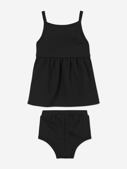 Calvin Klein 女婴黑色吊带 Punto 连衣裙
