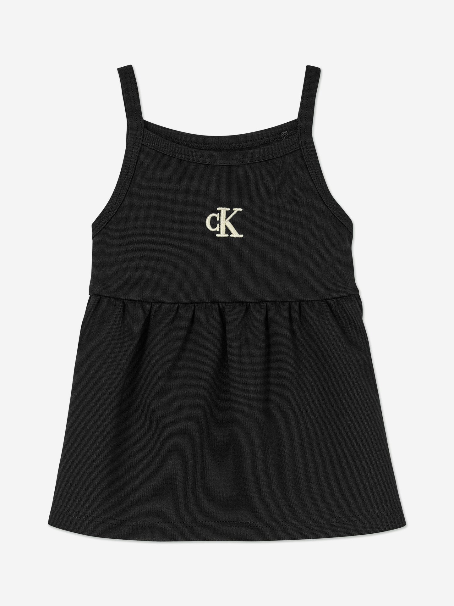 Calvin Klein 女婴黑色吊带 Punto 连衣裙
