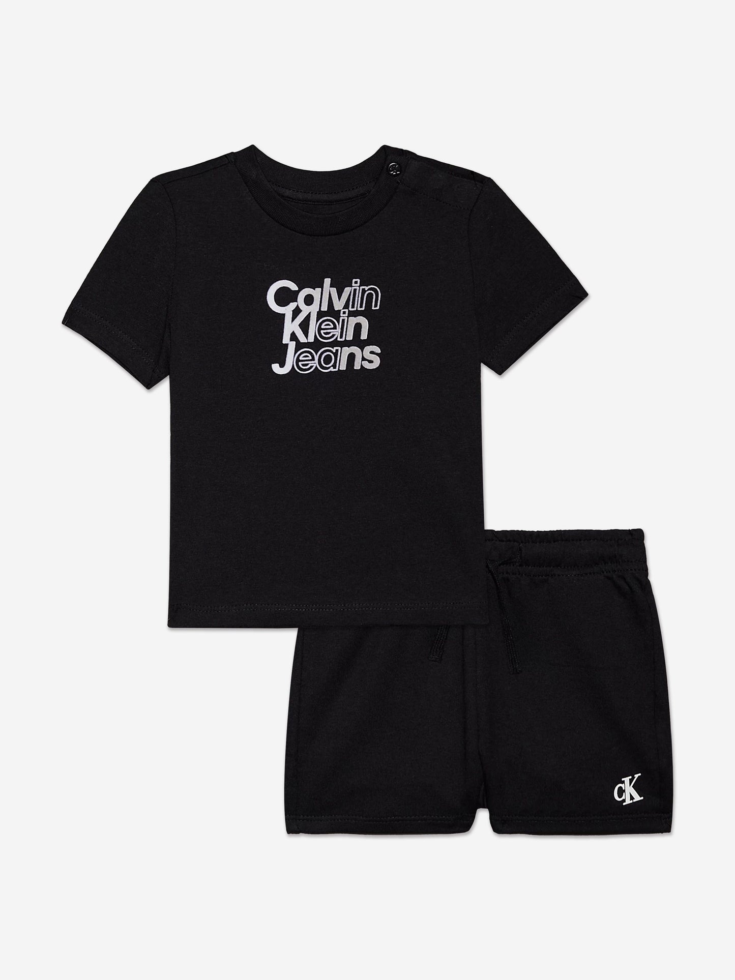 Calvin Klein Baby 渐变色徽标短裤套装（黑色）