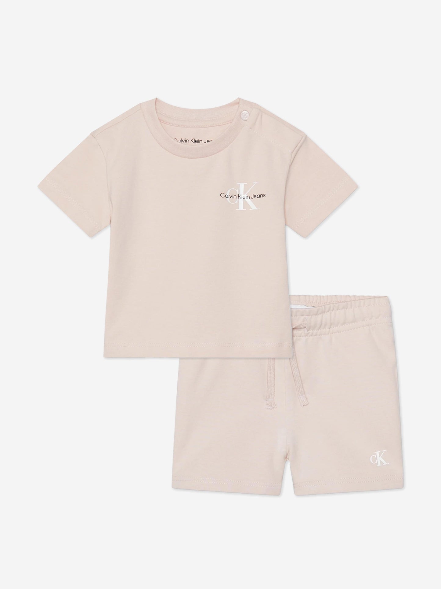 Calvin Klein 女童粉色字母徽标短裤套装