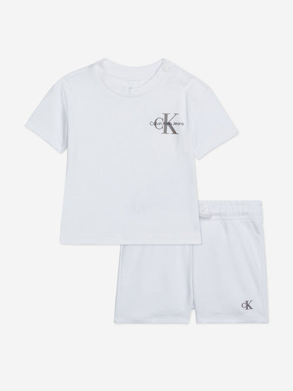 Calvin Klein Baby Monogram Logo 短裤套装（白色）