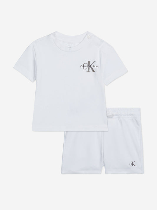 Calvin Klein Baby Monogram Logo 短裤套装（白色）