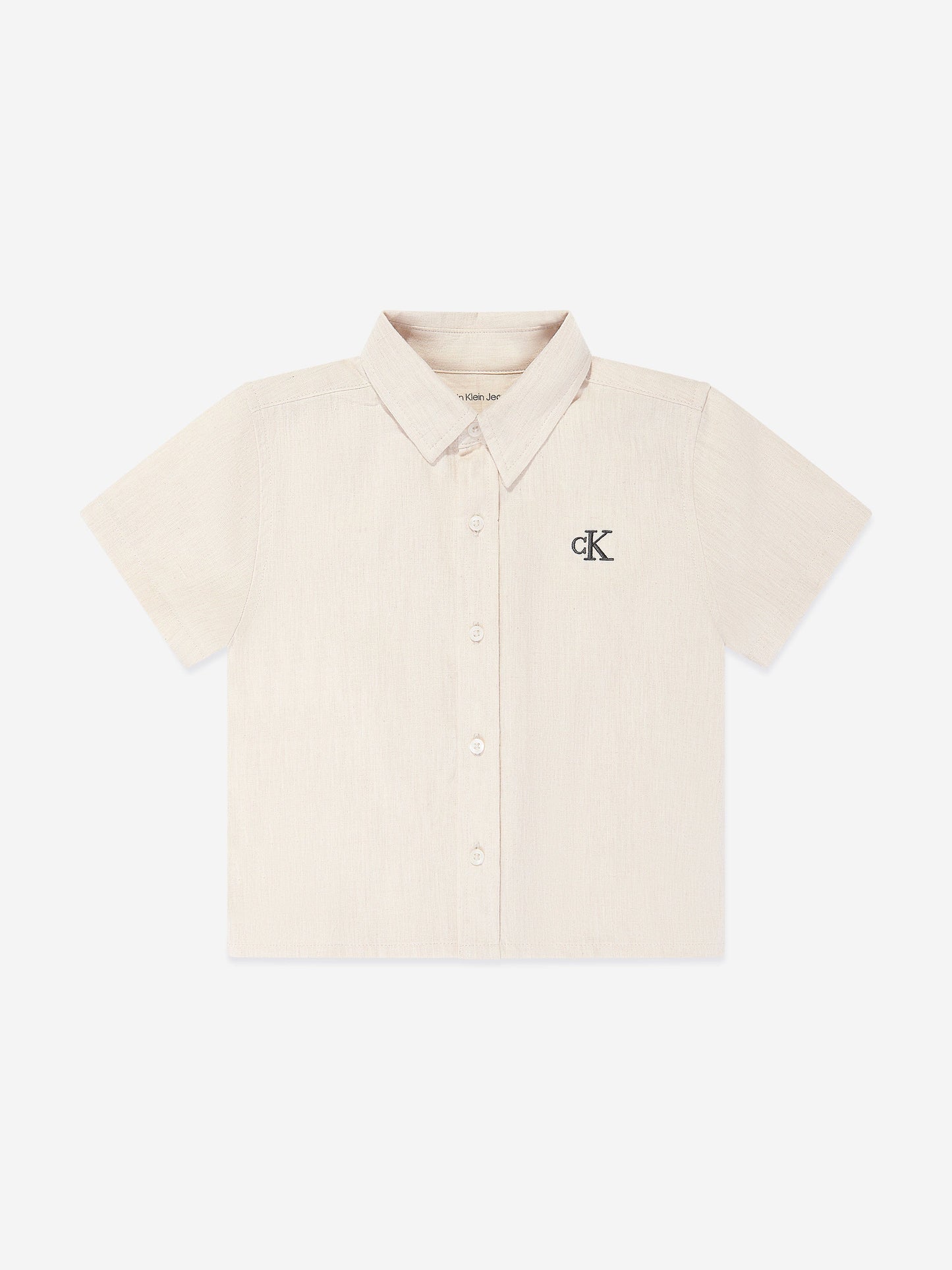 Calvin Klein 男婴亚麻混纺短裤套装（米色）