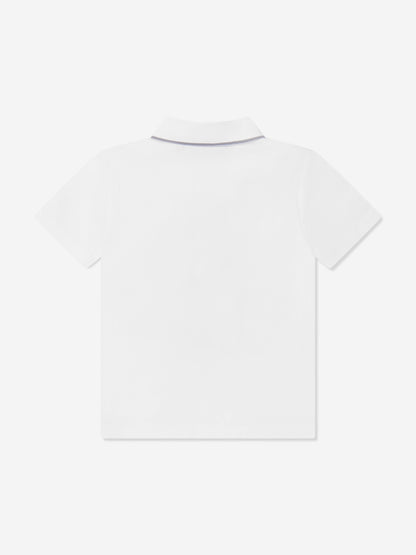 Boys Embroidered Logo Polo Shirt in White