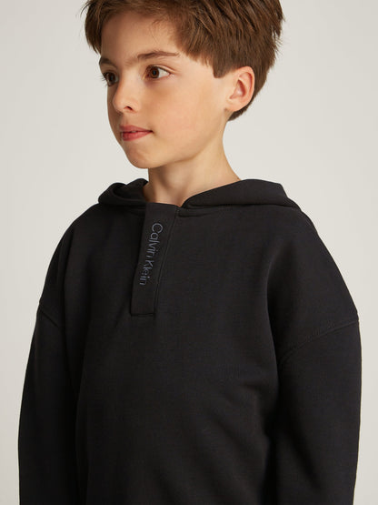 Boys Embroidered Logo Hoodie in Black