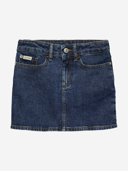 Girls Rinse Denim Mini Skirt in Blue