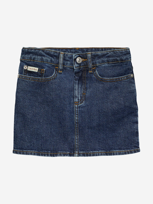 Girls Rinse Denim Mini Skirt in Blue