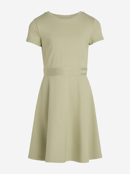 Girls Logo Tape Punto Dress in Green