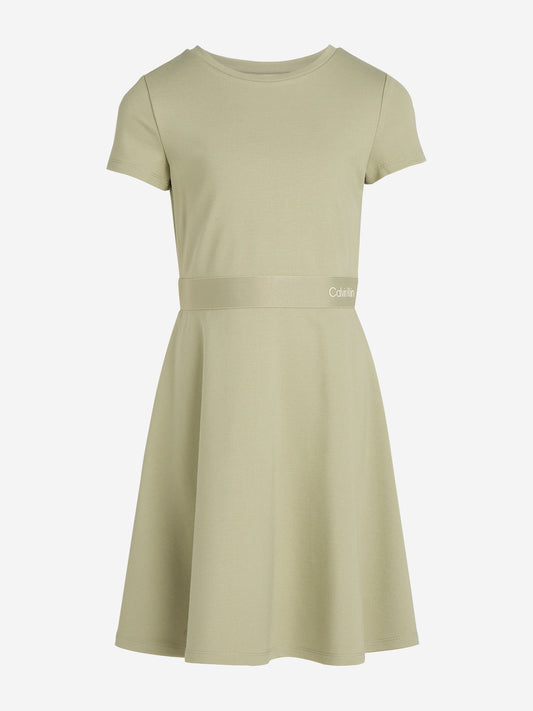 Girls Logo Tape Punto Dress in Green