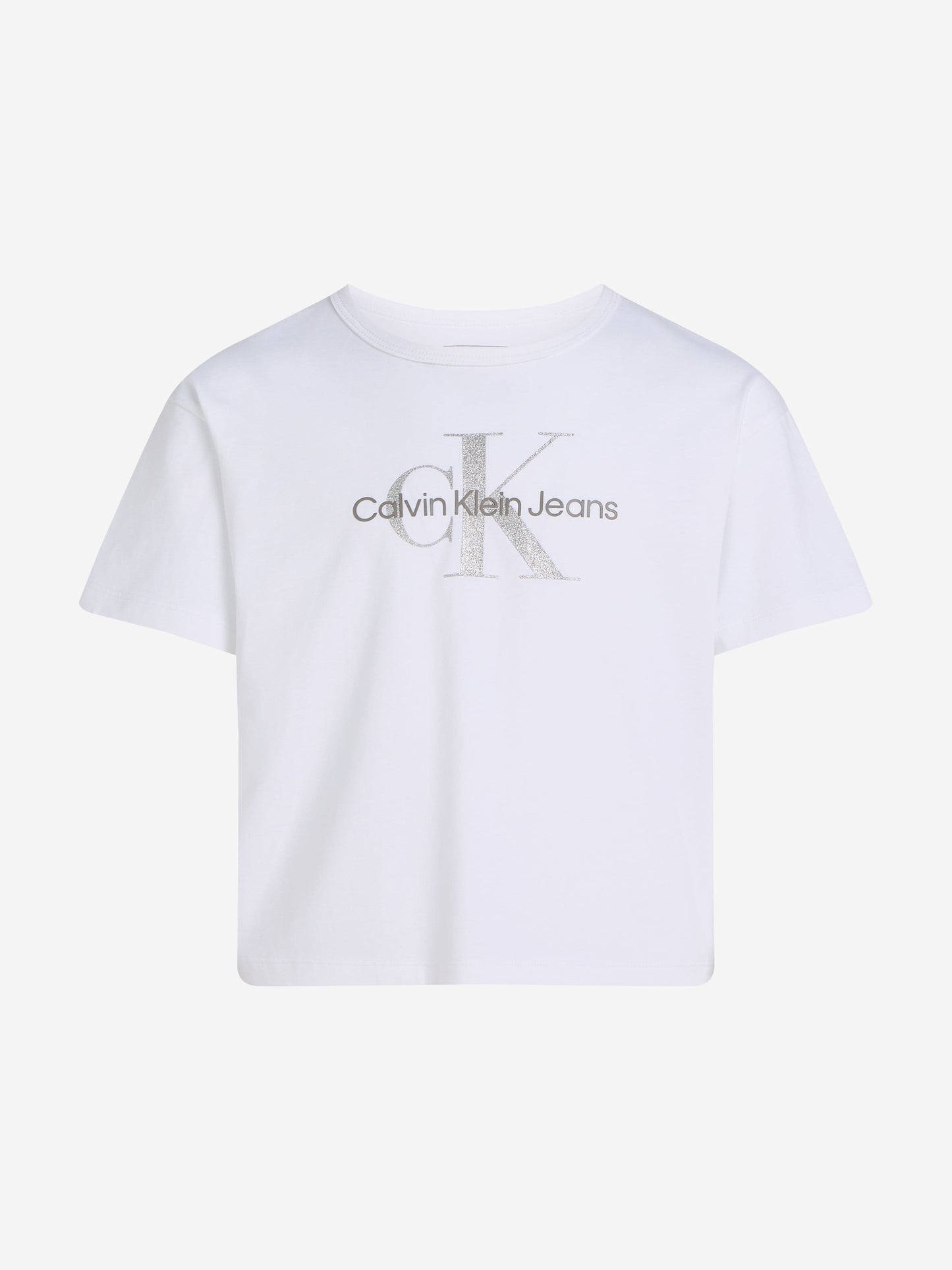 Girls Glitter Monologo T-Shirt in White