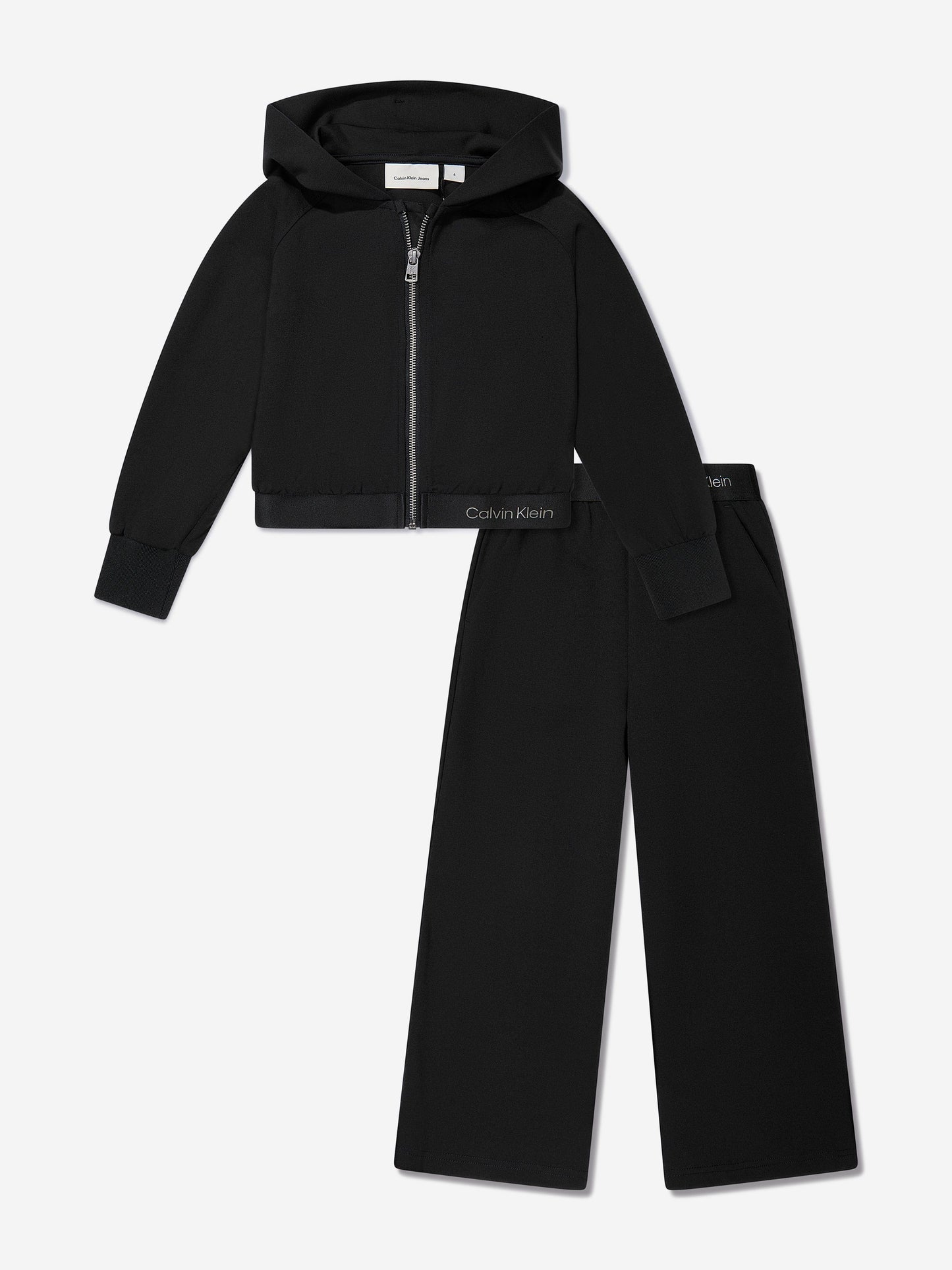 Girls Logo Tape Punto Tracksuit in Black
