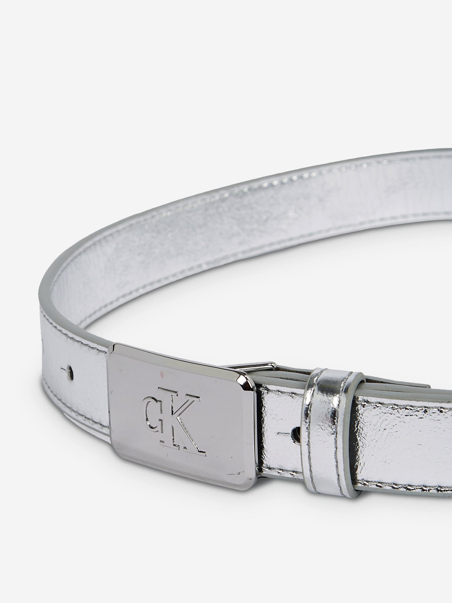 Girls Metallic Buckle Belt in Silver