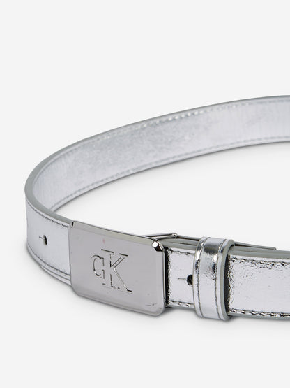 Girls Metallic Buckle Belt in Silver