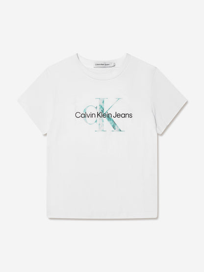Calvin Klein Kids Monogram Logo T-Shirt in White