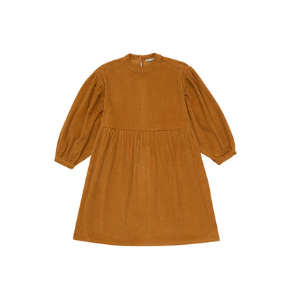 女童棕色灯芯绒连衣裙