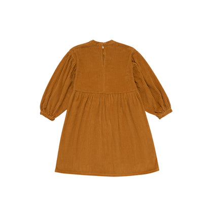 女童棕色灯芯绒连衣裙