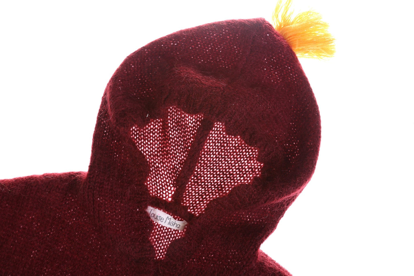 Girls Wine Red Mohair Hooded Shawls
