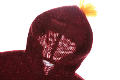 Girls Wine Red Mohair Hooded Shawls