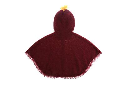 Girls Wine Red Mohair Hooded Shawls