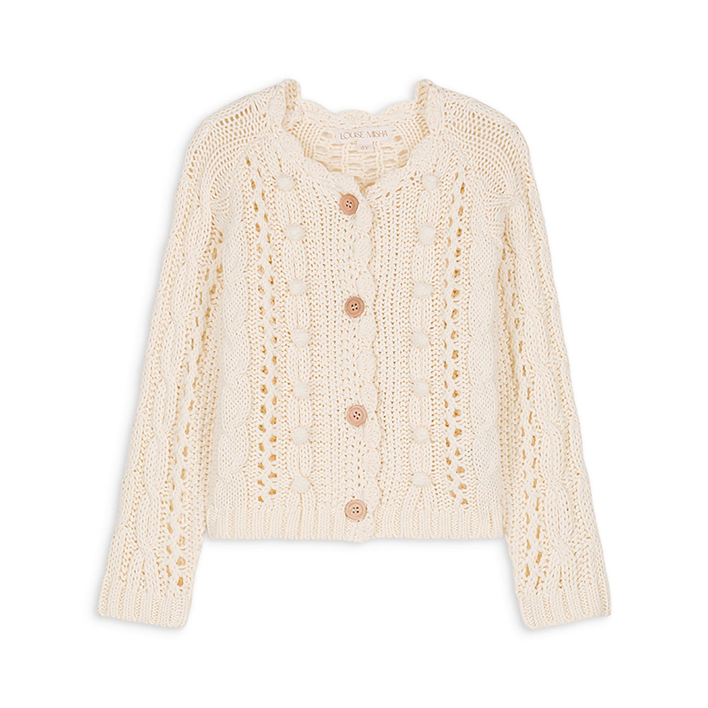 女童奶油白棉开衫