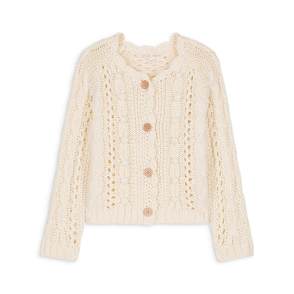 女童奶油白棉开衫