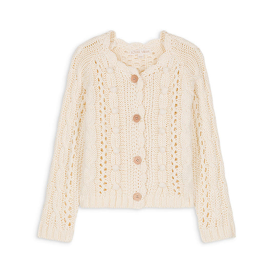 女童奶油白棉开衫