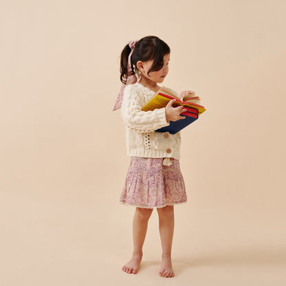 女童奶油白棉开衫