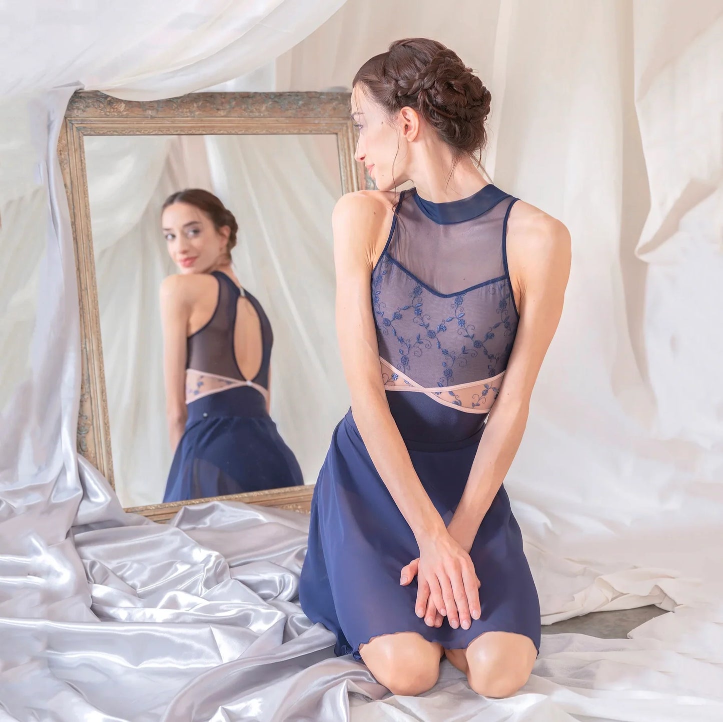 女士蓝色"PANDIA"芭蕾舞连体衣(CD26121-4/L71+L09+TRD61+TP27+L09)