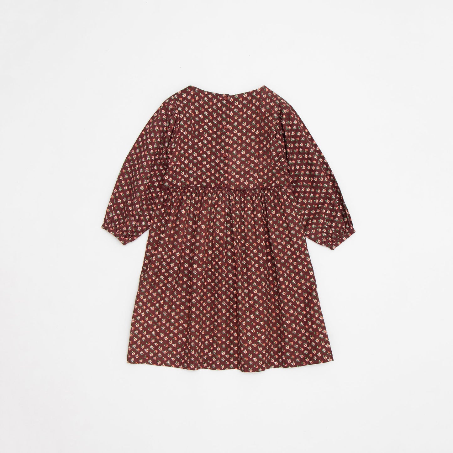 女童巧克力色碎花棉连衣裙