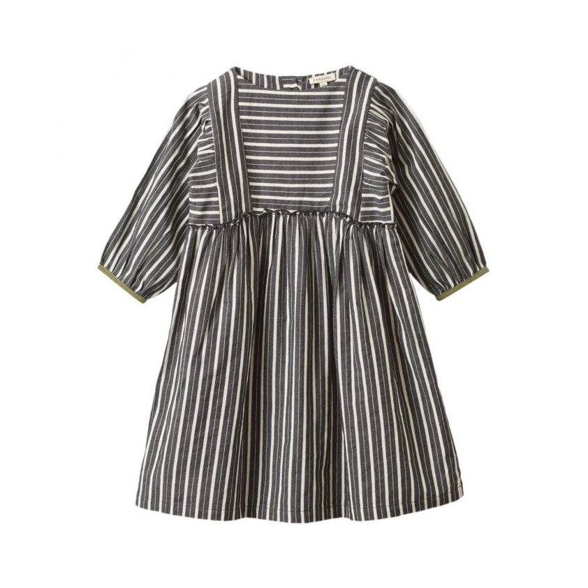 女童灰色条纹棉连衣裙