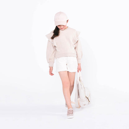 女童白色Logo棉短裤