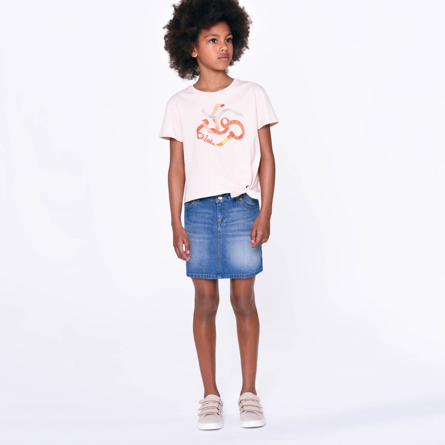 女童粉色印花棉T恤