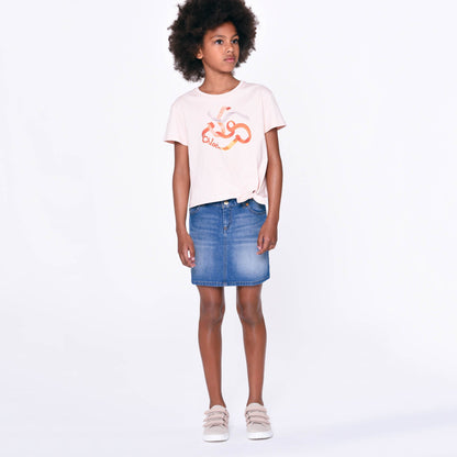 女童粉色印花棉T恤
