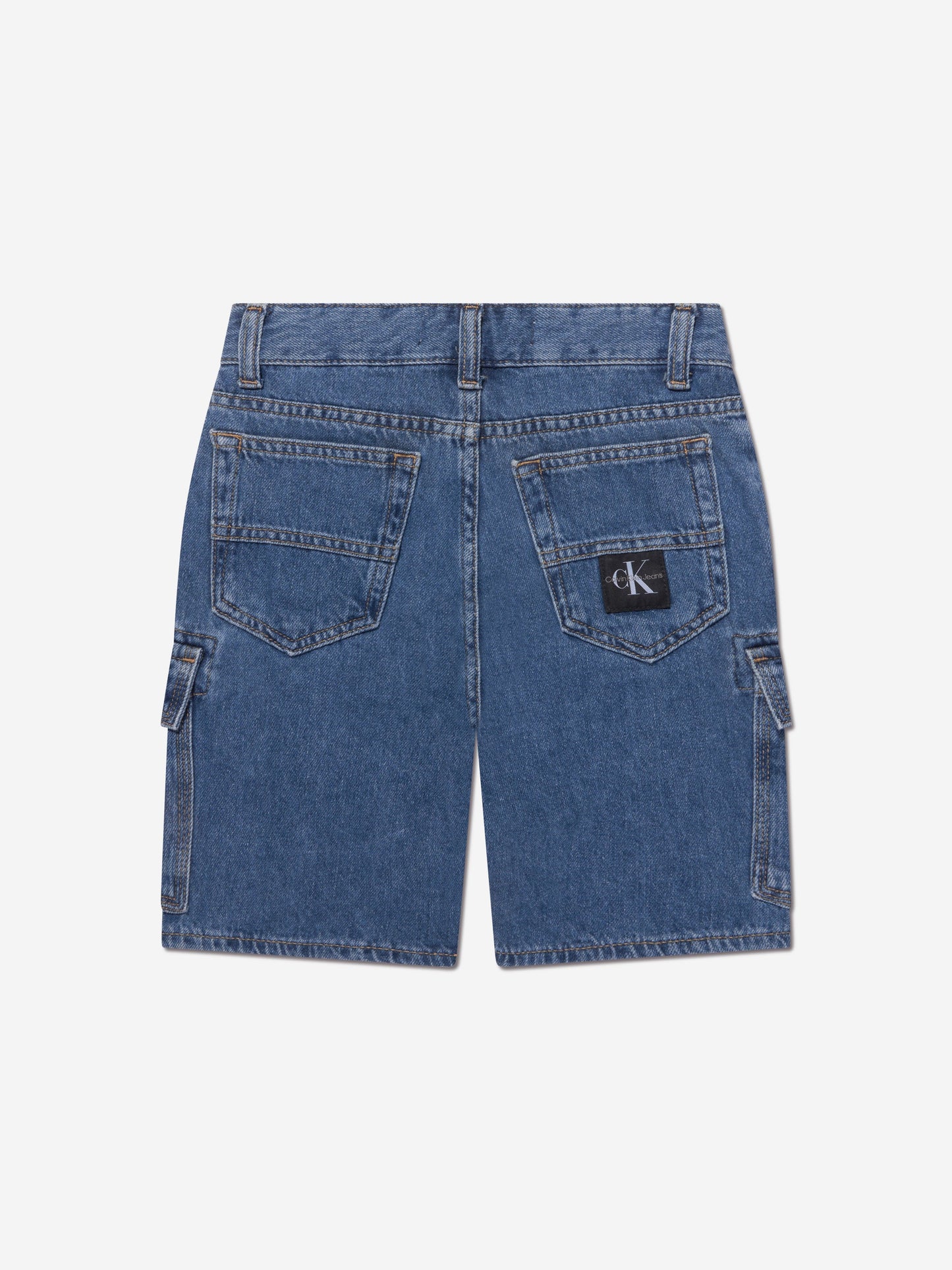 Calvin Klein Boys Denim Cargo Shorts in Blue