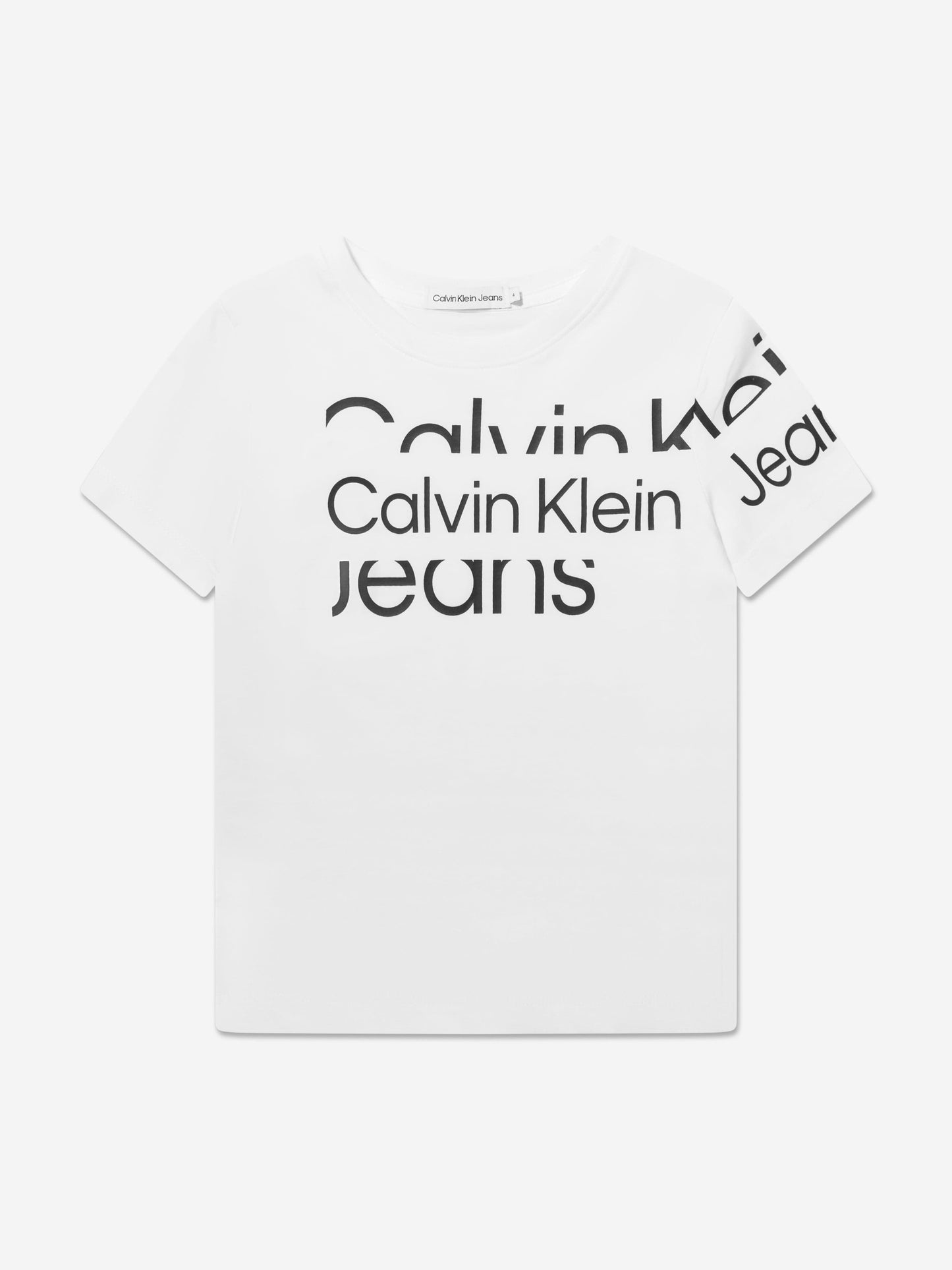 Calvin Klein Boys Blown Up Logo T-Shirt in White