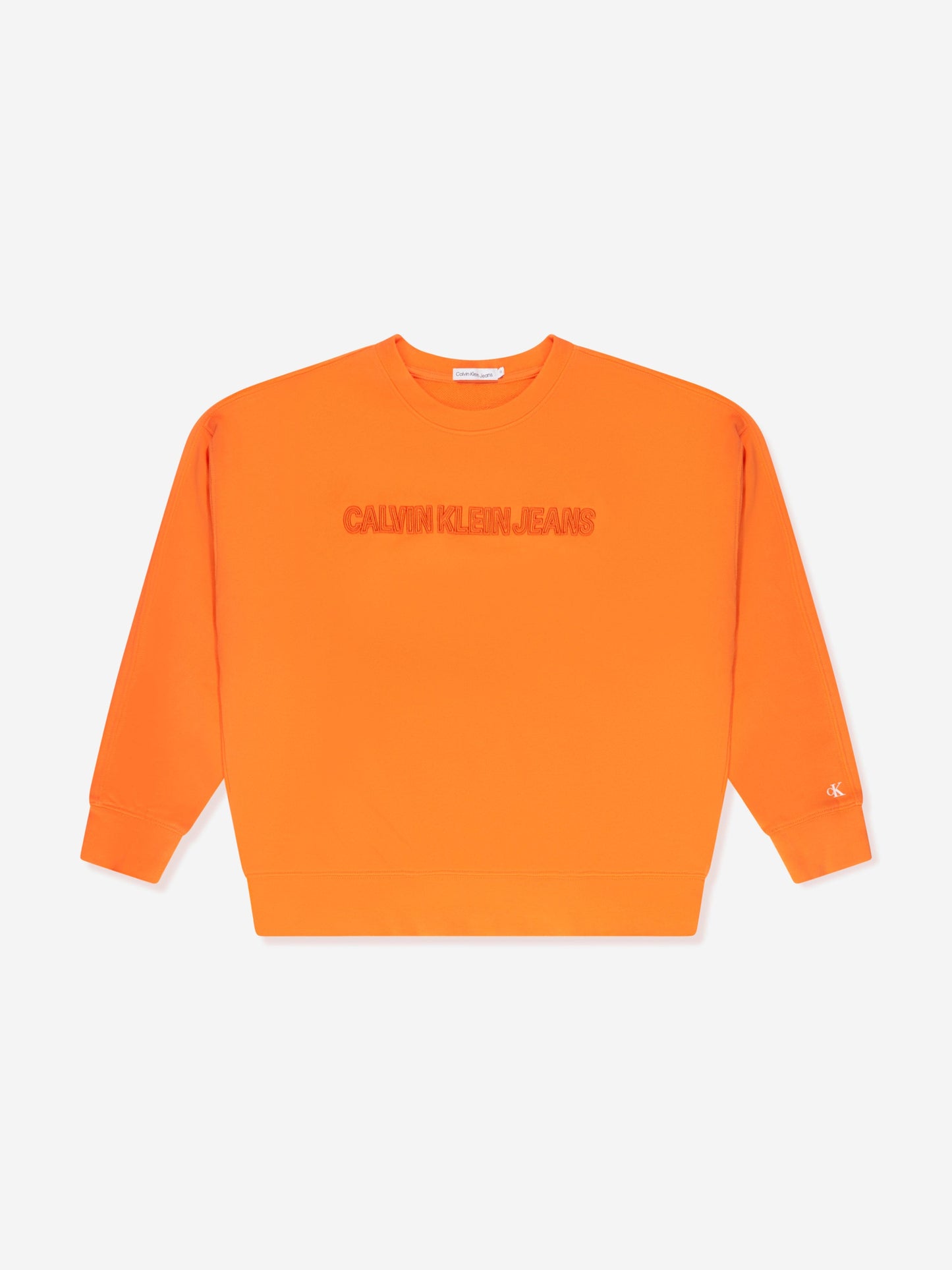 Calvin Klein Boys Raised Embroidered Sweatshirt in Orange