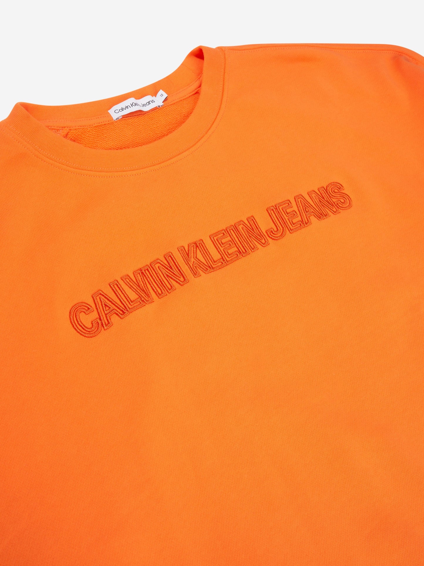Calvin Klein Boys Raised Embroidered Sweatshirt in Orange