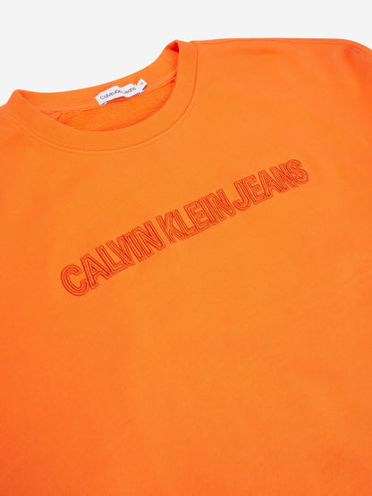 Calvin Klein Boys Raised Embroidered Sweatshirt in Orange