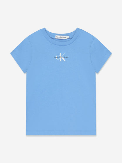Calvin Klein Girls Micro Monogram T-Shirt in Blue