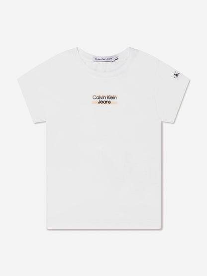 Calvin Klein Girls Hero Logo Slim Fit T-Shirt in White