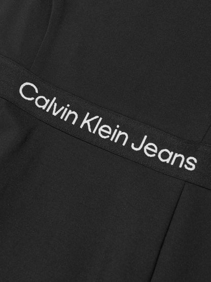 Calvin Klein Girls Logo Tape Punto Sleeveless Dress in Black