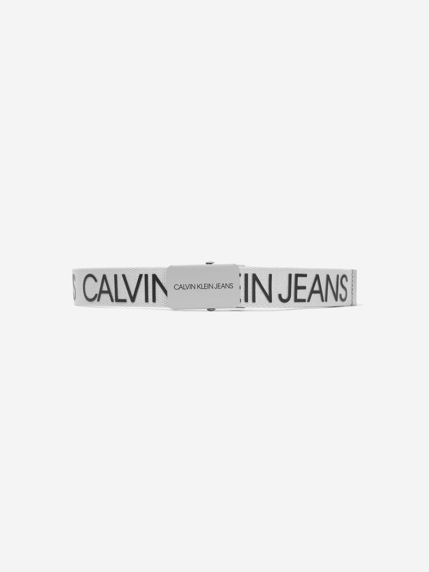 Calvin Klein Kids Canvas Logo Belt in White
