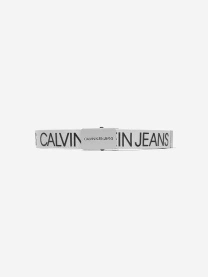 Calvin Klein Kids Canvas Logo Belt in White