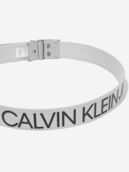 Calvin Klein Kids Canvas Logo Belt in White