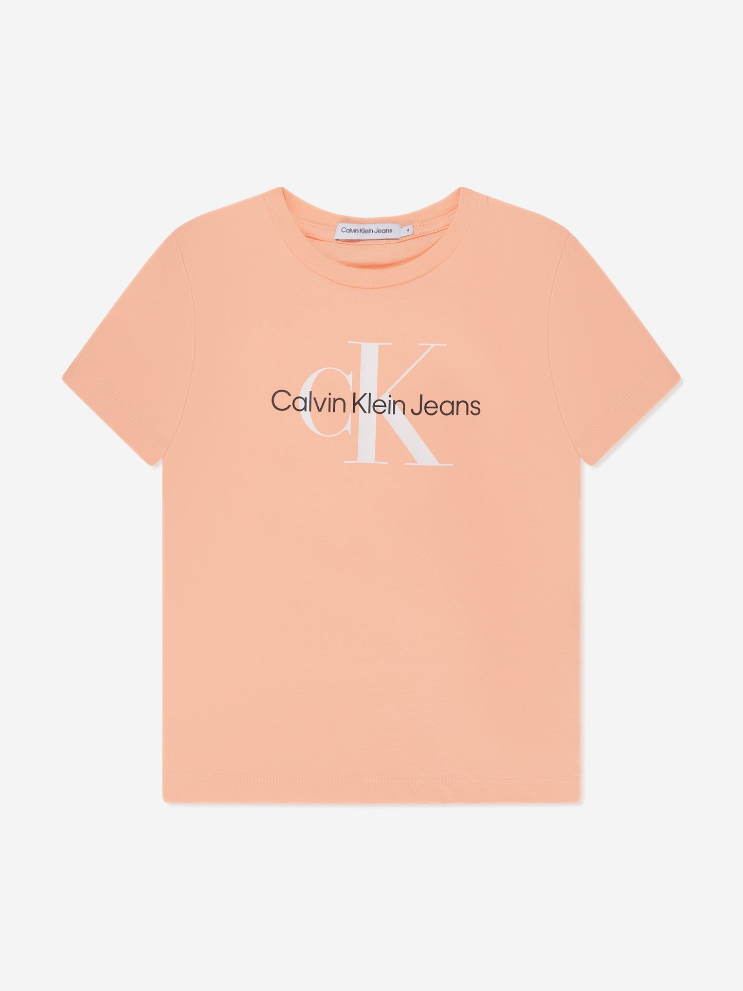 Calvin Klein Kids Monogram Logo T-Shirt in Peach