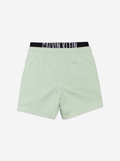 Calvin Klein Boys Medium Double Waistband Swim Shorts in Green