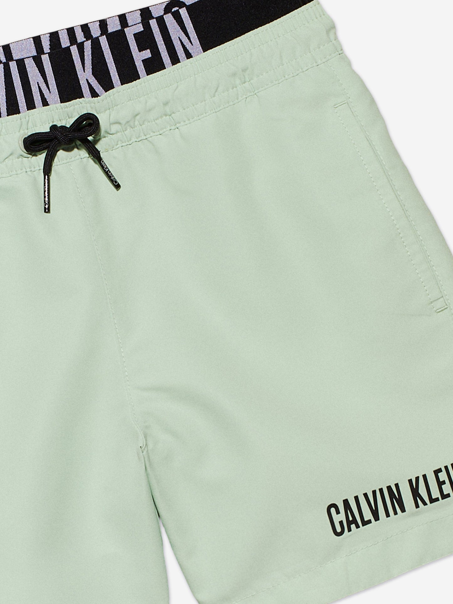 Calvin Klein Boys Medium Double Waistband Swim Shorts in Green