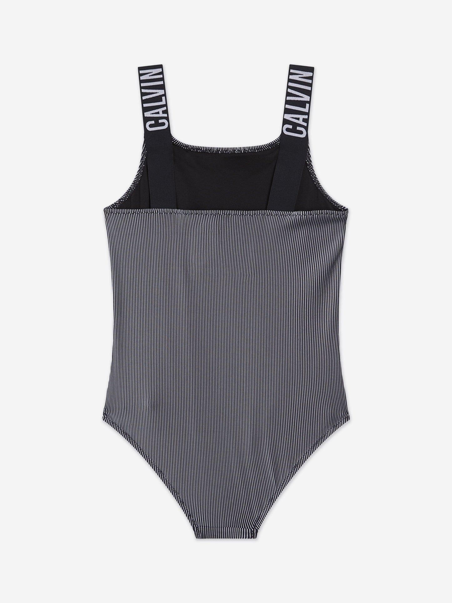 Calvin Klein Girls Logo Strap Swimsuit in Black